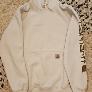 Carhartt Cream Hoodie with Logo Sleeve